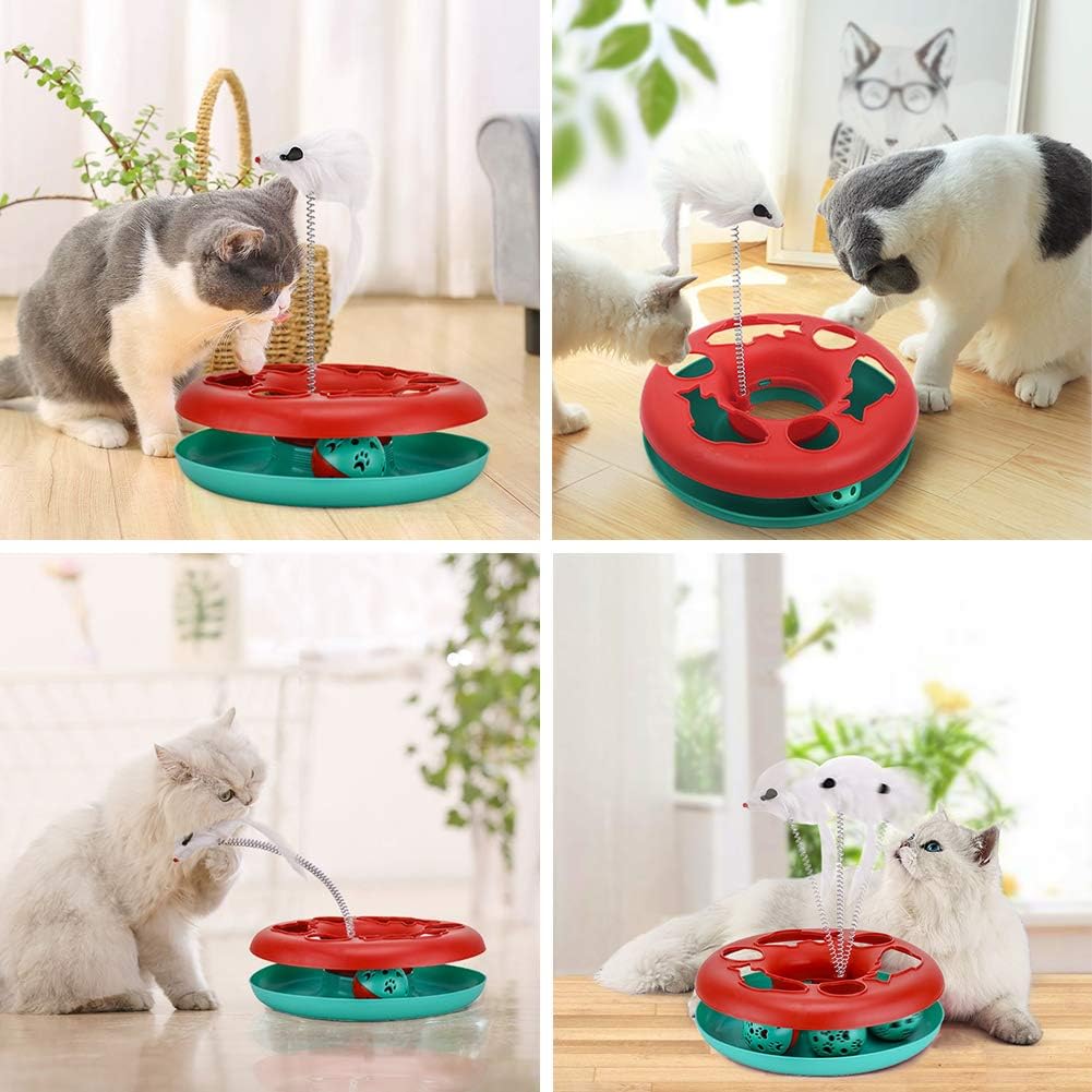 Juguete interactivo con pistas giratorias para gato