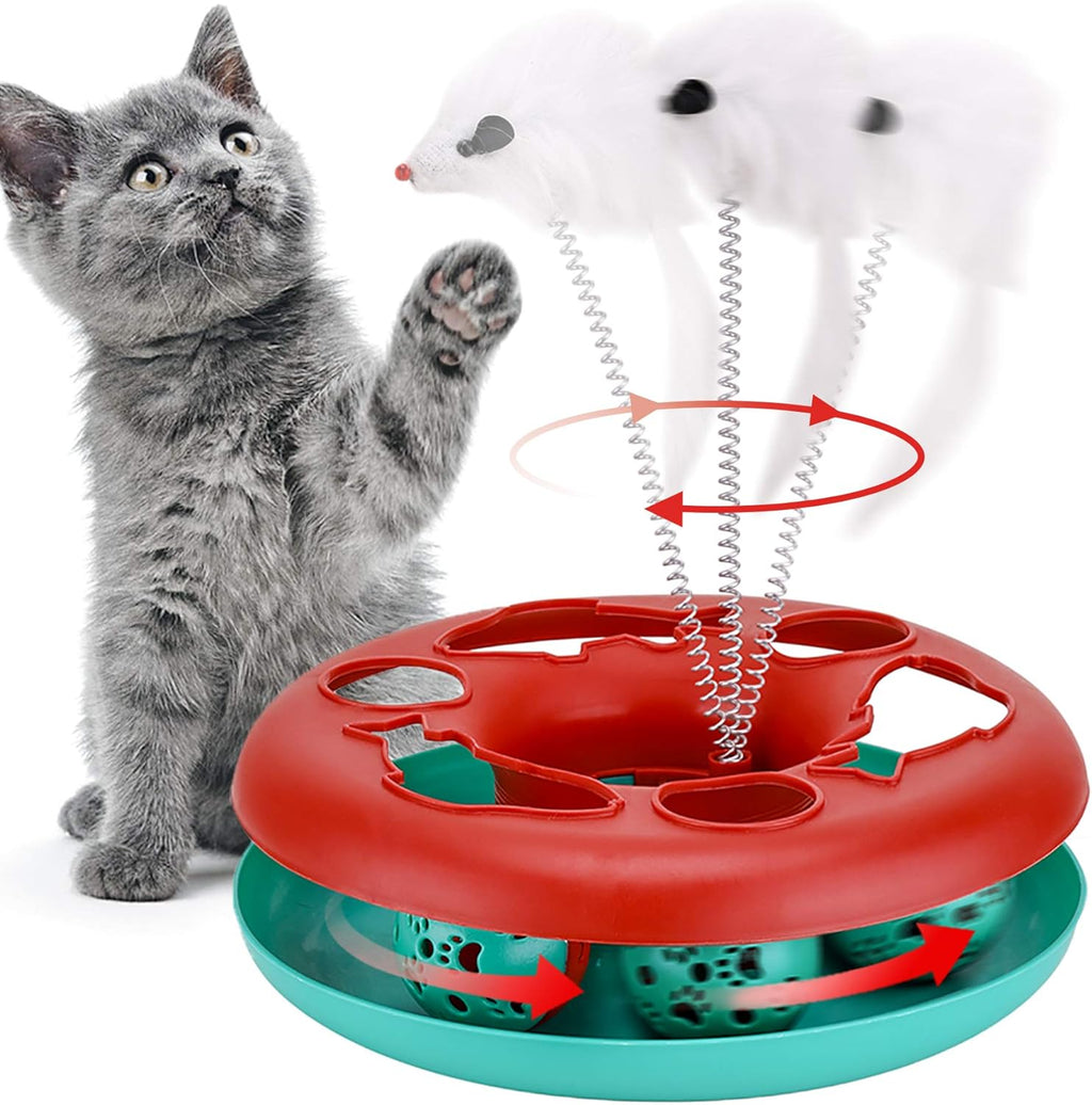 Juguete interactivo con pistas giratorias para gato