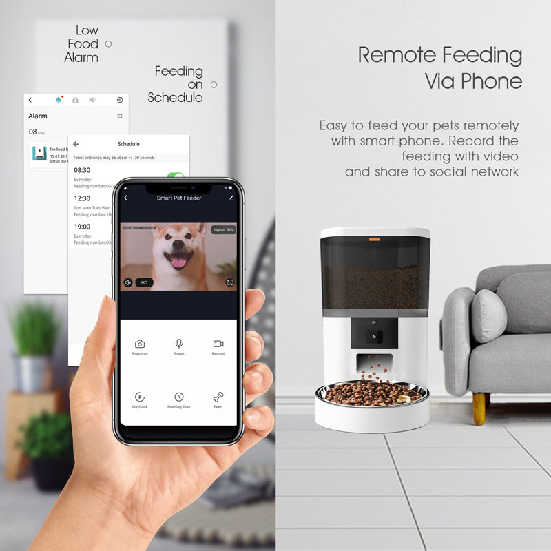 Comedero Automático para Mascotas con Cámara de Vídeo y Rendimiento Ajustable