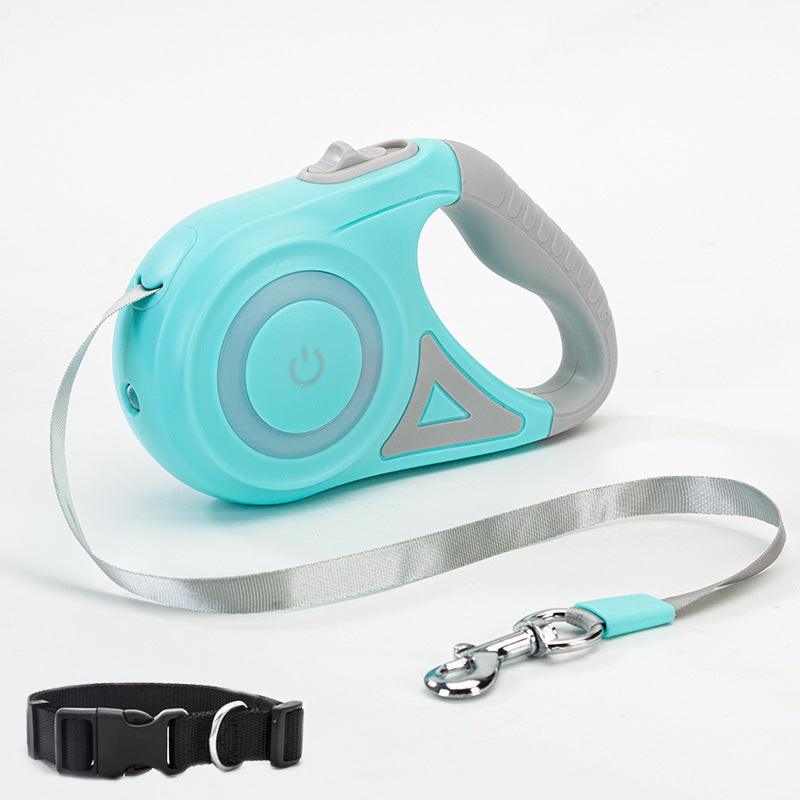 "Correa Retráctil Automática con Luz LED + Collar | Perros y Gatos Pequeños Medianos"