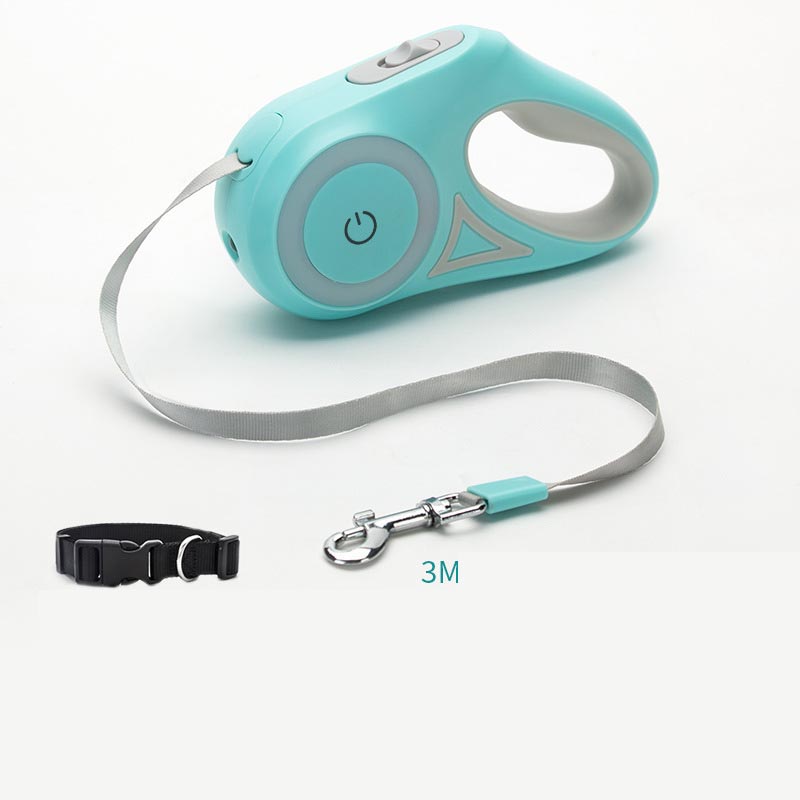 "Correa Retráctil Automática con Luz LED + Collar | Perros y Gatos Pequeños Medianos"