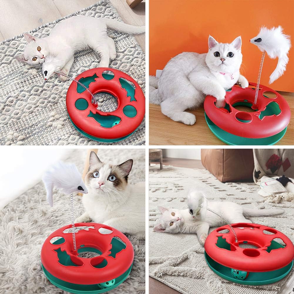 Juguete interactivo con pistas giratorias para gato