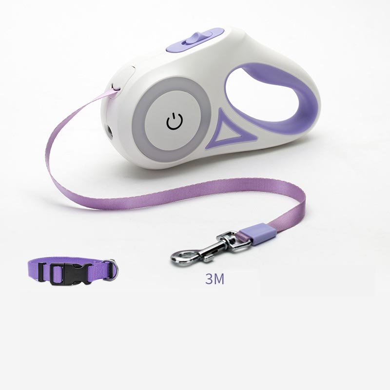 "Correa Retráctil Automática con Luz LED + Collar | Perros y Gatos Pequeños Medianos"