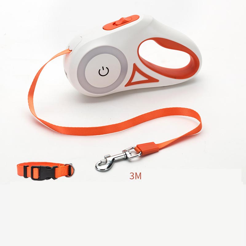"Correa Retráctil Automática con Luz LED + Collar | Perros y Gatos Pequeños Medianos"