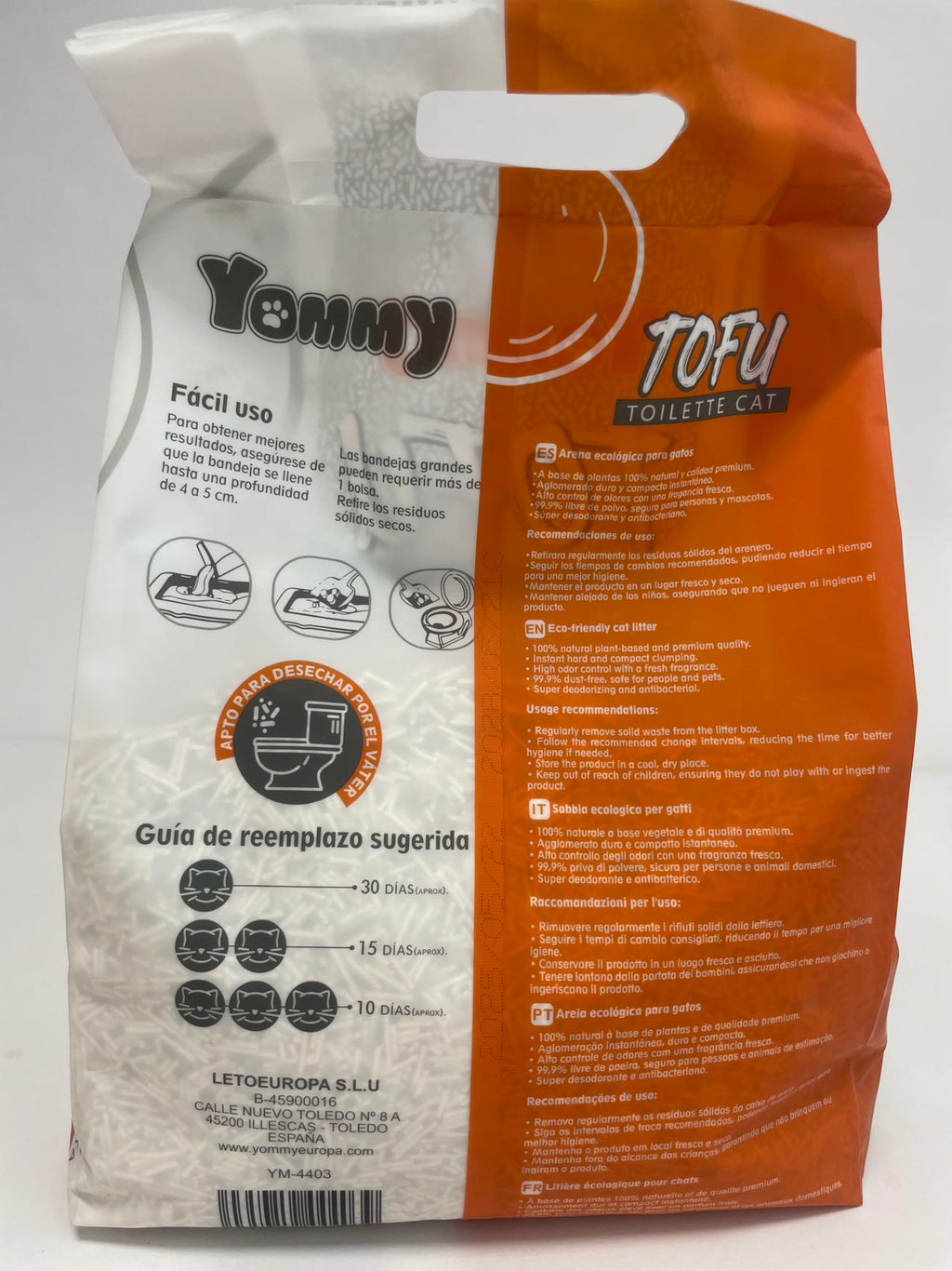 Arena de Tofu para Gatos 6L