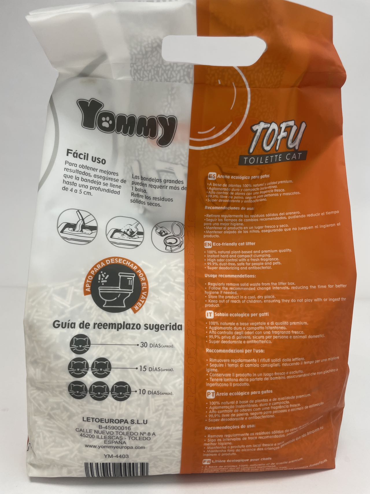 Arena de Tofu para Gatos 6L