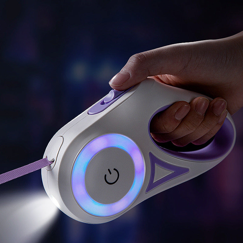 "Correa Retráctil Automática con Luz LED + Collar | Perros y Gatos Pequeños Medianos"