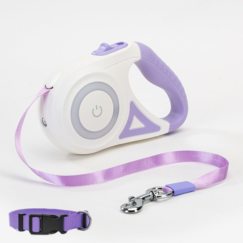 "Correa Retráctil Automática con Luz LED + Collar | Perros y Gatos Pequeños Medianos"