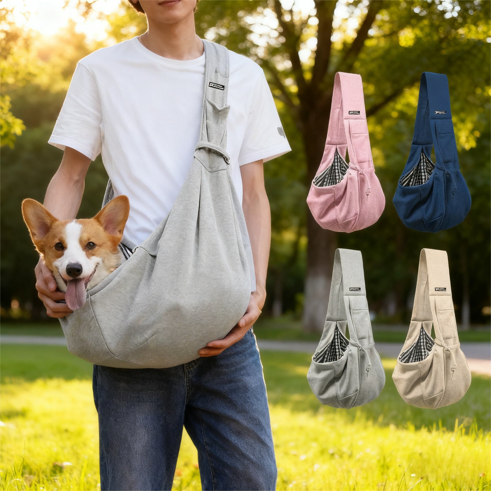 Bolsa Bandolera de Algodón Cómoda para Mascotas – Bolso de Hombro para Viajes al Aire Libre, Portátil para Gatos y Cachorros