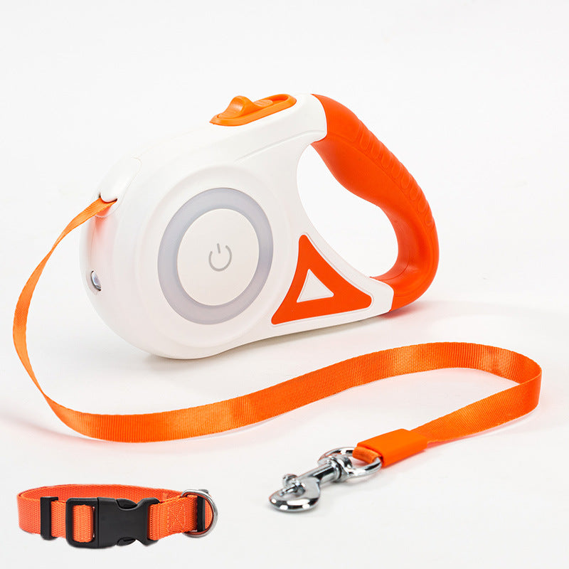 "Correa Retráctil Automática con Luz LED + Collar | Perros y Gatos Pequeños Medianos"