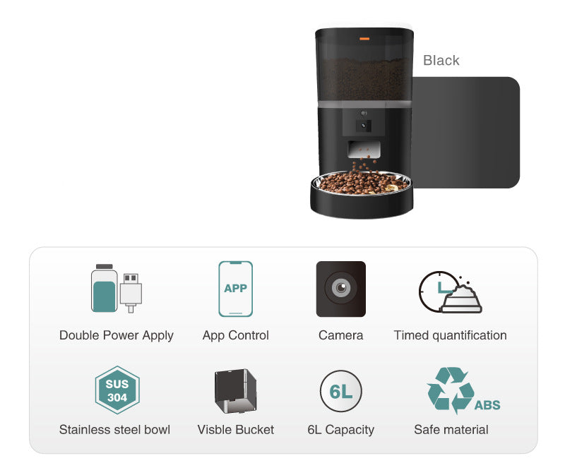 Comedero Automático para Mascotas con Cámara de Vídeo y Rendimiento Ajustable